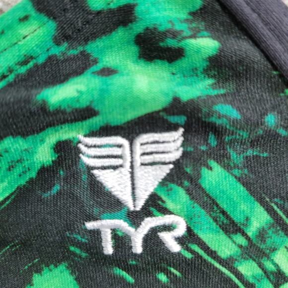 TYR Draco Cutoutfit One Piece Swimsuit Womens 30 Green Abstract Print Low Back - Picture 2 of 13